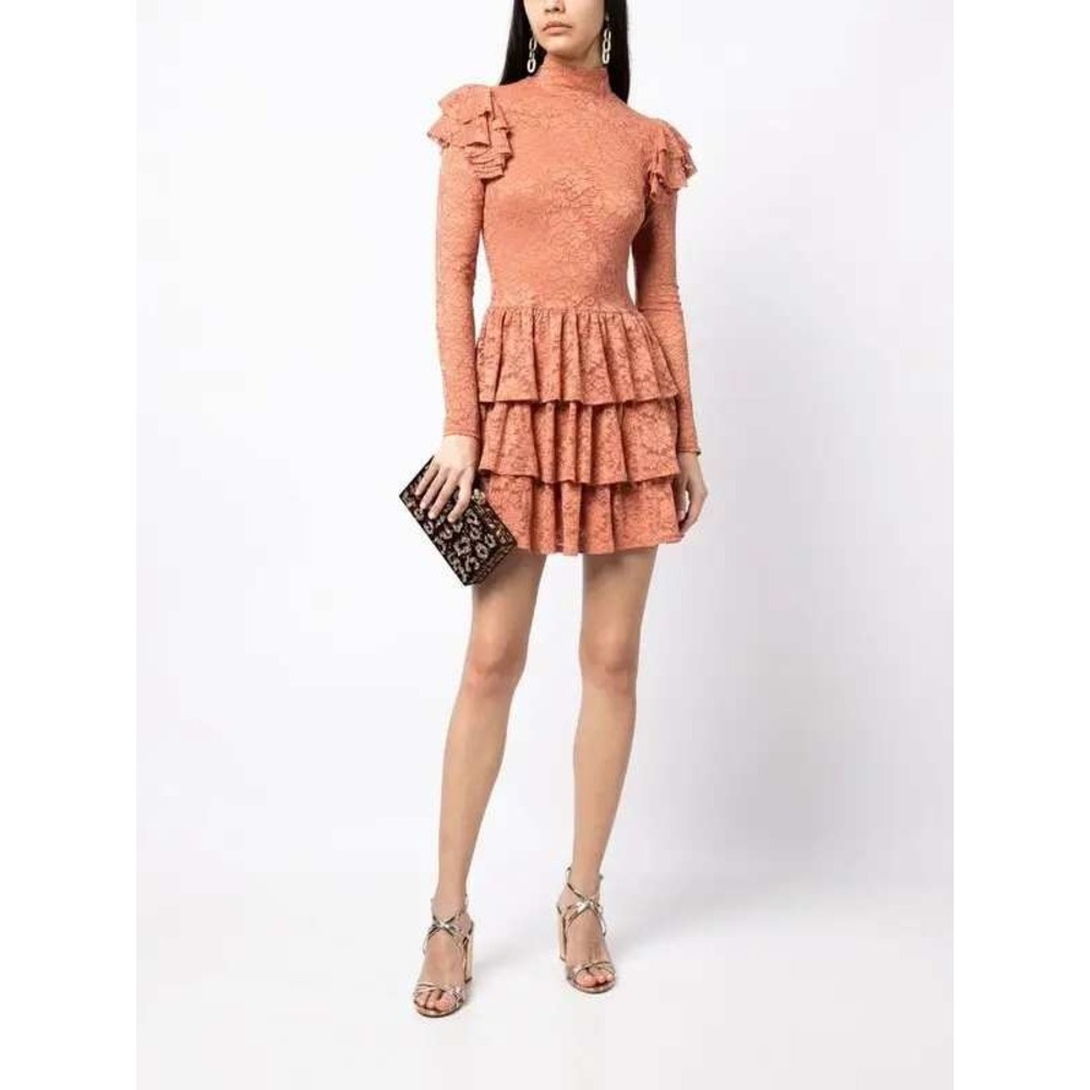 Caroline Constas Emily Stretch Lace‎ Layered Cork Mini Dress Size Small